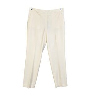 Talbots Womens Heritage Wool Pants‎ Size 10P Cream Straight Leg Italian Flannel